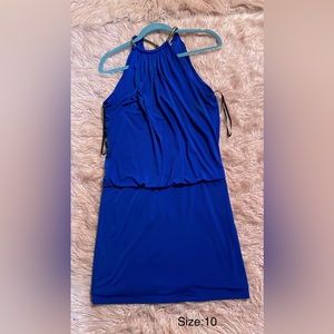 Blue Mock Neck Dress
